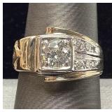 2-TONE 14KT GOLD DIAMOND RING, SIZE 8.5, 0.75ct