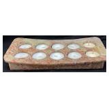 SOAPSTONE 10 VOTIVE CANDLE HOLDER, 10in L