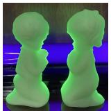 1973 FENTON URANIUM PRAYING BOY & GIRL FIGURINES