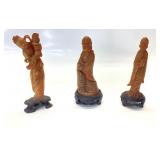 3 TIANHUANG SHOUSHAN STONE CARVED FIGURES