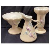 (3) 1957 HULL POTTERY SERENADE PATTERN PIECES,