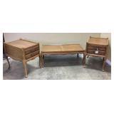 3PC LIVING ROOM SET, COFFEE AND 2 END TABLES