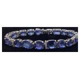 14KT WHITE GOLD SAPPHIRE & DIAMOND BRACELET,