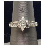 14KT WHITE GOLD DIAMOND RING, SIZE 6.75, 0.49ct