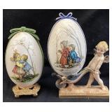 (2) VTG. FABERGE STYLE HAND DECORATED HUMMEL STYLE
