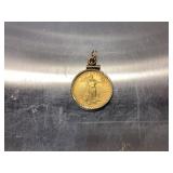 1/10TH GOLD EAGLE COIN WITH 14K BEZEL