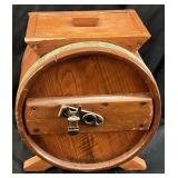 ANTIQUE WOOD HAND CRANK BARREL BUTTER CHURN,