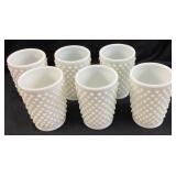 (6) FENTON HOBNAIL MILK GLASS JUICE GLASSES,
