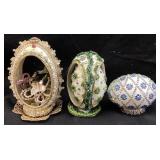 (3) VTG. FABERGE STYLE HAND DECORATED BEADED