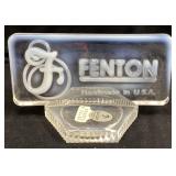 FENTON OPALESCENT LOGO DEALER SIGN, 5in L