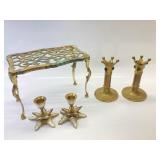 2 SETS OF VINTAGE BRASS CANDLE STICKS WITH