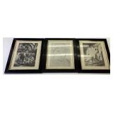 3) SIGNED ETCHINGS FROM ISAAC LICHTENSTEIN