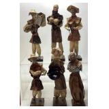 (6) HANDMADE PAPER MACHE FOLK ART VILLAGERS,