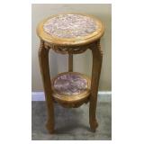 2-TIER MARBLEIZED INSERT PLANT STAND, 30in H,