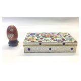 VINTAGE CLOISONNï¿½ FLORAL JEWELRY BOX WITH