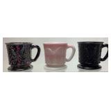 (3) 1986-89 FENTON BUTTERFLY MUGS, CARNIVAL