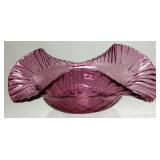 RUFFLED CRANBERRY GLASS BOWL, 10in W