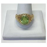 14K GOLD MENS PERIDOT RING 5.89 GRAMS