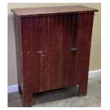 PRIMITIVE RED PAINTED WOOD CUPBOARD