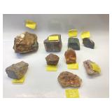 CHALCEDONY, RHODONITE, GREEN SERPENTINE, BLUE M