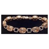 14KT ROSE GOLD MORGANITE & DIAMOND BRACELET,