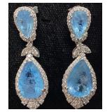 PLATINUM AQUAMARINE & DIAMOND EARRINGS, 11.20cts