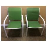 PAIR OF METAL STACKABLE PATIO CHAIRS