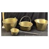 (4) VTG. BRASS JAM POTS/JELLY KETTLES