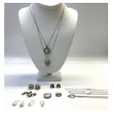 VINTAGE STERLING SILVER MARCASITE NECKLACE AND