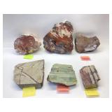 6 ROUGH JASPER AND AGATE SLABS
