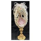 VTG. FABERGE STYLE HAND DECORATED LADY IN PINK
