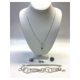 VINTAGE STERLING SILVER TEARDROP NECKLACE AND