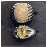 MENS VINTAGE STERLING SILVER CITRINE RING SIZE