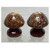 HULL POTTERY BROWN DRIP MCM MUSHROOM SALT & PEPPER