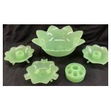 1932 & 33 FENTON JADEITE LOTUS PIECES, BOWL,