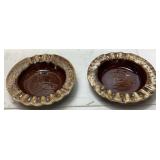 PAIR OF HULL POTTERY BROWN DRIP DEER ASHTRAYS