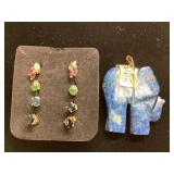 VINTAGE LAPIS LAZULI AND 14K GOLD ELEPHANT, RUBY