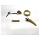 VINTAGE 10K MONOGRAMMED BROOCH AND SERPENTINE