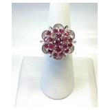 VINTAGE STERLING SILVER RUBY RING SIZE 6.5 TOTAL
