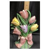 VTG. CAST IRON TULIP BOUQUET DOOR STOP