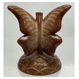 1982 FAGCA FENTON CHOCOLATE SLAG GLASS BUTTERFLY