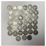 39) BARBER, LIBERTY HEAD SILVER DIMES