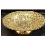 BRASS FOOTED FRUIT BOWL, INTRICATE FLORAL