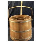 BASKETVILLE WOOD FIRKIN SUGAR BUCKET, 20in H