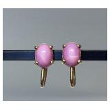 14k PINK STAR SAPPHIRE SCREWBACK EARRINGS 3.69g