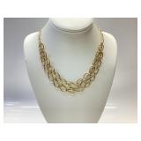 GOLD OVER STERLING SILVER TRIPLE STRAND NECKLACE