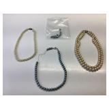 3 VINTAGE PEARL NECKLACES, SILVER TONE CLASPS TWO