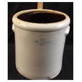 VINTAGE 3 GALLON SALT GLAZED STONEWARE CROCK
