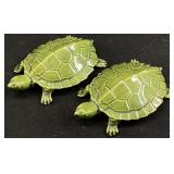 PAIR OF VTG. CERAMIC NAUGHTY TURTLE FIGURINES