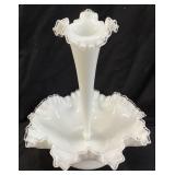 FENTON MILK GLASS SILVER CREST EPERGNE, SINGLE